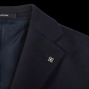 Tagliatore Outerwear | Navy Blue Wool Cashmere Tailored Coat