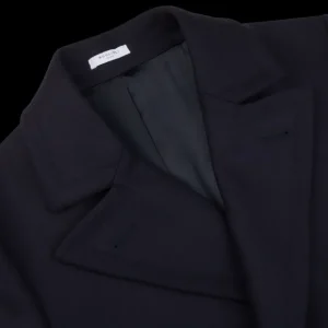 Boglioli Coats & Jackets | Navy Blue Wool Cashmere Twill Coat