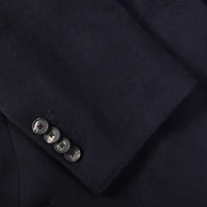 Tagliatore Outerwear | Navy Blue Wool Cashmere Tailored Coat