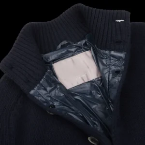 Herno Knitwear | Navy Blue Wool Knitted Blouson