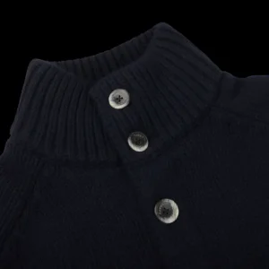 Herno Knitwear | Navy Blue Wool Knitted Blouson