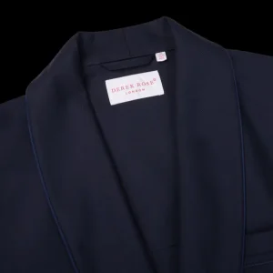 Derek Rose Loungewear | Navy Blue Wool Twill Westminister Gown