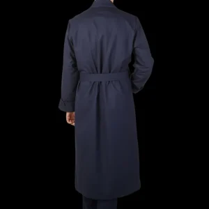 Derek Rose Loungewear | Navy Blue Wool Twill Westminister Gown