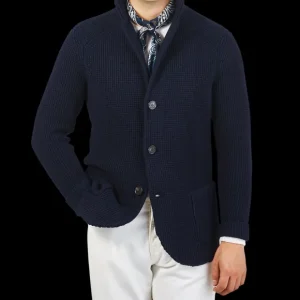 Maurizio Baldassari Knitwear | Navy Blue Zegna Baruffa Wool Brenta Jacket