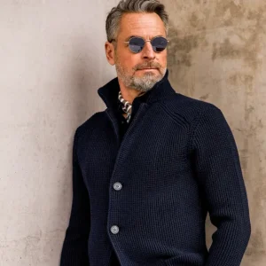 Maurizio Baldassari Knitwear | Navy Blue Zegna Baruffa Wool Brenta Jacket