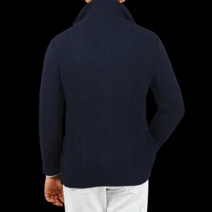Maurizio Baldassari Knitwear | Navy Blue Zegna Baruffa Wool Brenta Jacket