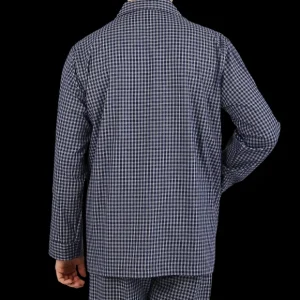 Derek Rose Loungewear | Navy Checked Cotton Classic Fit Pyjamas