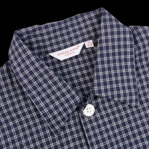 Derek Rose Loungewear | Navy Checked Cotton Classic Fit Pyjamas