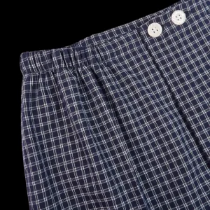 Derek Rose Loungewear | Navy Checked Cotton Classic Fit Pyjamas