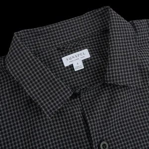 Sunspel Loungewear | Navy Checked Windowpane Pyjamas