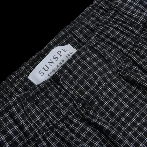 Sunspel Loungewear | Navy Checked Windowpane Pyjamas