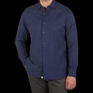 Tintoria Mattei Shirts | Navy Cotton Cashmere Casual Shirt