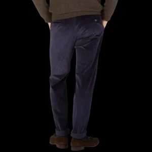 Berwich Trousers | Navy Cotton Corduroy Flat Front Trousers