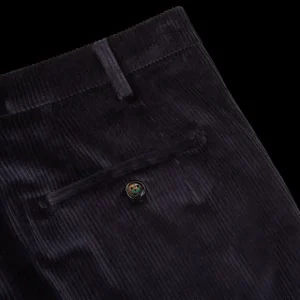 Berwich Trousers | Navy Cotton Corduroy Flat Front Trousers