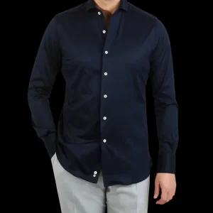 Canali Shirts | Navy Cotton Jersey Casual Shirt