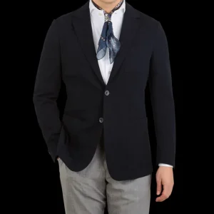 Canali Blazers | Navy Cotton Jersey Unconstructed Blazer