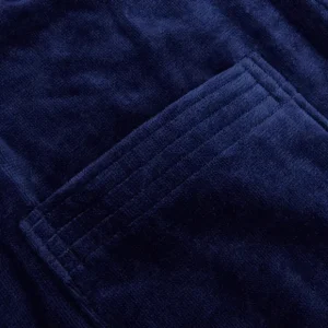 Derek Rose Loungewear | Navy Cotton Velour Towelling Gown