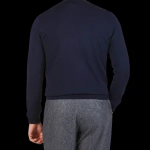 Gran Sasso Knitwear | Navy Extra Fine Merino Crew Neck