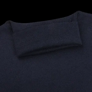 Gran Sasso Knitwear | Navy Extra Fine Merino Roll Neck