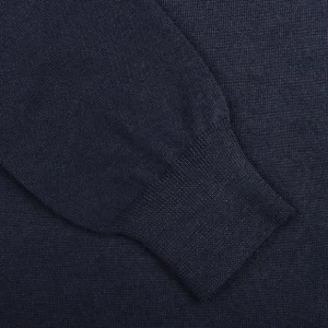 Gran Sasso Knitwear | Navy Extra Fine Merino Roll Neck