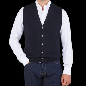 Gran Sasso Knitwear | Navy Extra Fine Merino Wool Vest