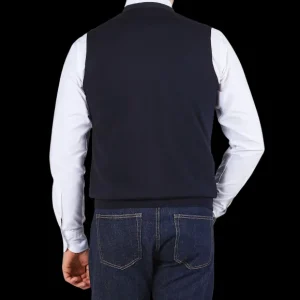 Gran Sasso Knitwear | Navy Extra Fine Merino Wool Vest