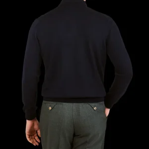 Gran Sasso Sweaters | Navy Extra Fine Merino Wool Polo Shirt