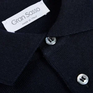 Gran Sasso Knitwear | Navy Extra Fine Merino Wool Polo Shirt