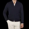 Gran Sasso Knitwear | Navy Extrafine Merino Wool Zip Cardigan