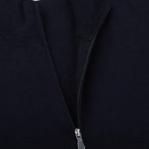 Gran Sasso Knitwear | Navy Extrafine Merino Wool Zip Cardigan