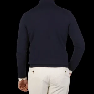 Gran Sasso Cardigans | Navy Extrafine Merino Wool Zip Cardigan