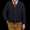 William Lockie Knitwear | Navy Lambswool Button Cardigan