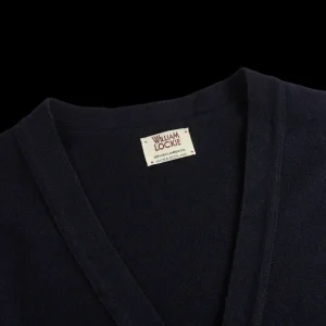 William Lockie Knitwear | Navy Lambswool Button Cardigan