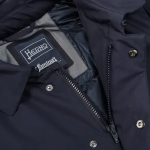 Herno Outerwear | Navy Laminar Nylon Gore-Tex Coat