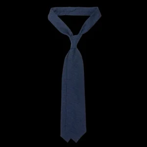Dreaming Of Monday Ties | Navy Melange 7-Fold Vintage Cotton Linen Tie