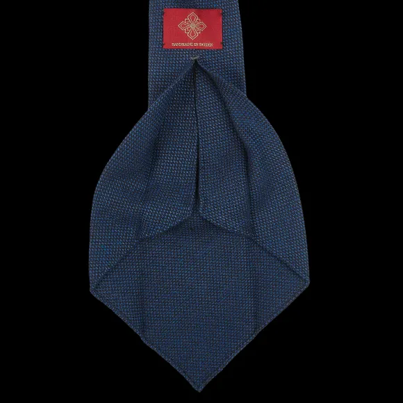 Dreaming Of Monday Ties | Navy Melange 7-Fold Vintage Cotton Linen Tie