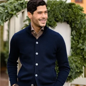 Gran Sasso Knitwear | Navy Merino Wool Button Cardigan