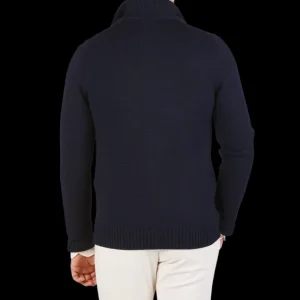 Gran Sasso Knitwear | Navy Merino Wool Button Cardigan