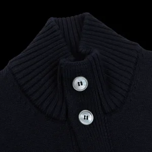 Gran Sasso Knitwear | Navy Merino Wool Button Cardigan