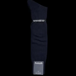 Pantherella Socks | Navy Merino Wool Ribbed Knee Socks