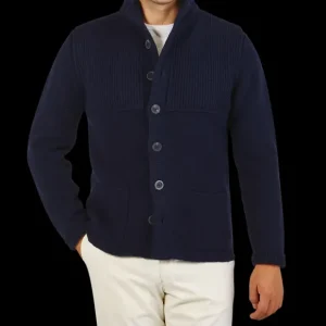 Inis Meain Outerwear | Navy Merino Wool Storm Jacket