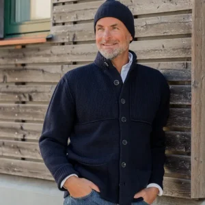 Inis Meain Outerwear | Navy Merino Wool Storm Jacket