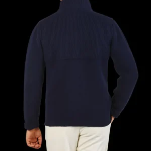 Inis Meain Knitwear | Navy Merino Wool Storm Jacket