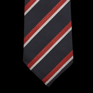 Dreaming Of Monday Ties | Navy Regimental Striped 7-Fold Wool Tie