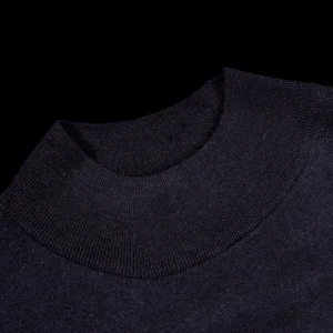 Fedeli Knitwear | Navy 140S Wool Mockneck Sweater