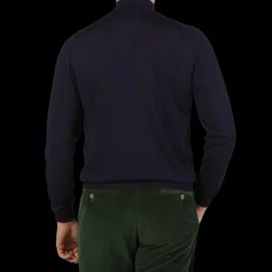 Fedeli Knitwear | Navy 140S Wool Mockneck Sweater