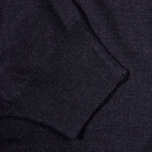 Fedeli Knitwear | Navy 140S Wool Mockneck Sweater