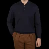 Fedeli Polo Shirts | Navy 140S Wool Polo Shirt