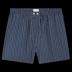 Derek Rose Underwear | Navy Striped Cotton Classic Fit Boxers