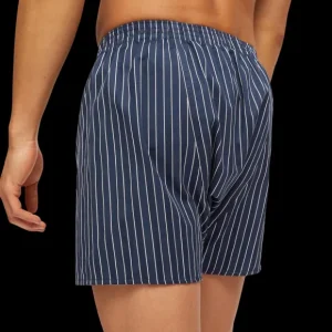 Derek Rose Underwear | Navy Striped Cotton Classic Fit Boxers